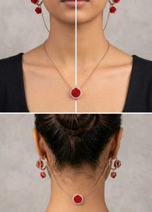 Red Rose Jewellery Set chain earings korean