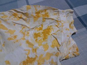 Tie-Dye butter yellow Puff Sleeve korean Top