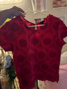 Vibrant Red Embroidered Ethnic Blouse