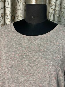 Grey Marled Knit Top