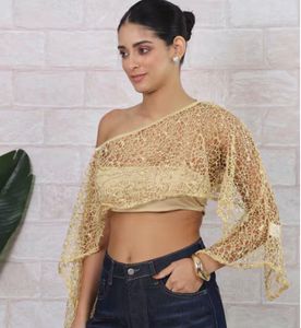 Shein Stylish Gold Lace Blouse