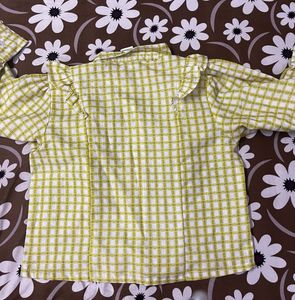 Charming Ruffled Plaid Button-Up Shirt