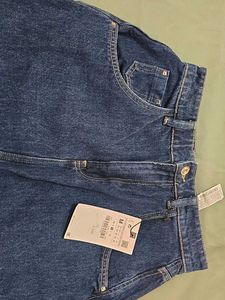 ZARA Denim A-Line Skirt with Front Slit
