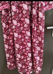 Maroon Floral Print Kurta With Dupatta