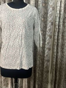 White Printed 3/4 Sleeve Top