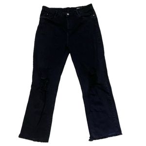 Ripped Hem Black Jeans