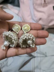 Beautiful Jhumka Earrings with Pearls