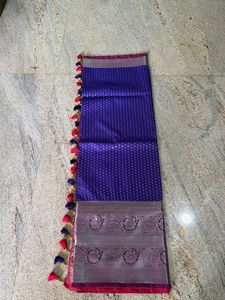 Royal Blue Silk Saree with Silver Border