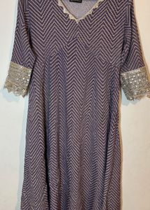 Purple Gotta patti kurta set with dupatta