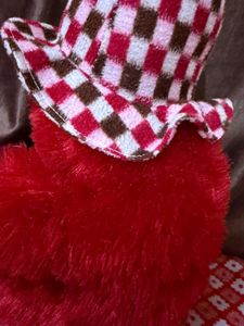 Cute Red Teddy Bear with Hat
