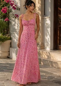 Cute Pink Floral maxi Dress