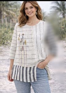 Brand New Striped Embroidered Tunic