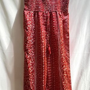 Boho Red Floral Print Jumpsuit