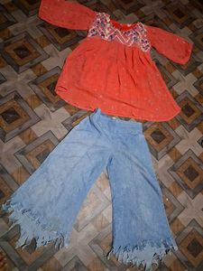 Girls Ethnic Top &amp; Palazzo Set