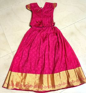 Onam special patupavada. Beautiful Pink&amp; Gold Lehe