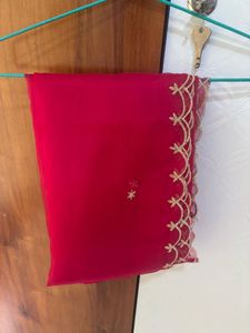 Elegant RANI PINK DUPATTA with Gold Border