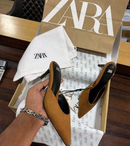 Zara Brown Suede Pointed Toe Heels