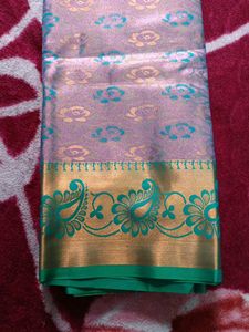 Beautiful Silk Saree with Gold Border