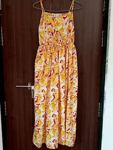 Yellow Floral Spaghetti Strap Dress