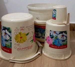 Vintage Flower Print Buckets Set