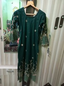 Emerald Green Embroidered Shalwar Kameez