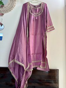 Mauve Japan silk embroidery Suit pant set