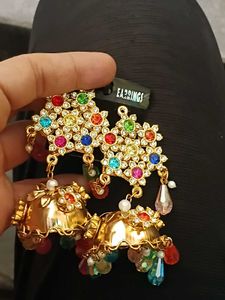Boho Multi-Color Jhumka Earrings