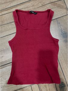 Ribbed Red Tank Top