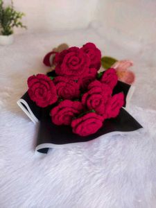 Crochet Red Rose Bouquet