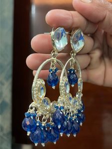 Elegant Blue Stone Dangle Earrings