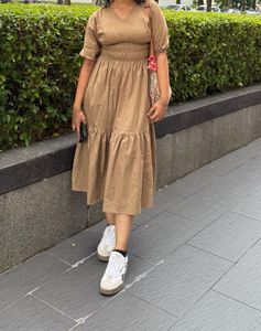Khaki coloured modest dress
