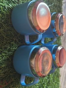 Set of 4 Blue Stainless Steel small Mugs!