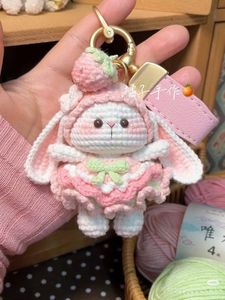 Crochet Bunny Strawberry Keychain