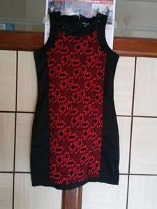 Chic Black & Red Lace Dress