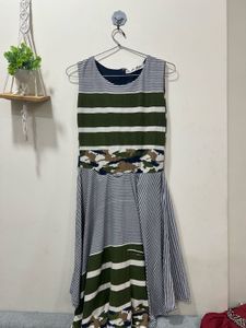 Striped & Camo Print Dress