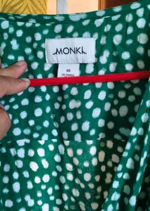 Green Ditsy Print Midi Dress