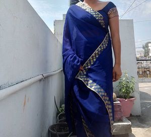 blue saree blouse with petticoat