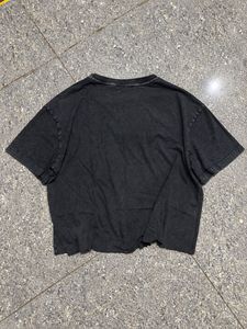 unisex y2k Washed Black Cropped T-Shirt