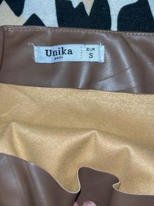 Brown Faux Leather Mini Skirt