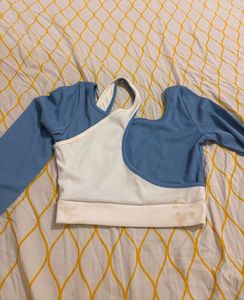 Ribbed Cropped Top with Long Sleeves