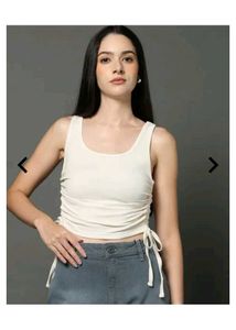 Scoop Neck Side Adjustable Ruched Drawstrings Tank
