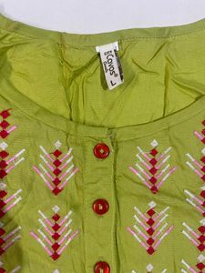 Embroidered Green Kurti