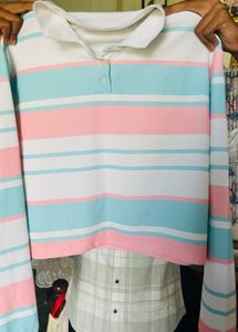 Striped Long Sleeve Crop Top