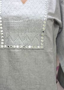 Kurti Grey 1 mirror &amp; Embroidery work/fancy/