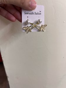 Elegant Pearl & Butterfly Earrings