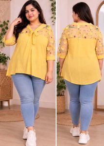 Chic Yellow Top with Floral Detail