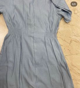 Light Blue Button-Front Midi Dress