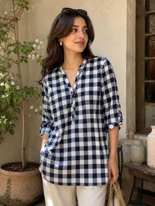 Checked Cotton Tunic Top