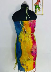 Bohemian Tie-Dye Gown with Embroidery