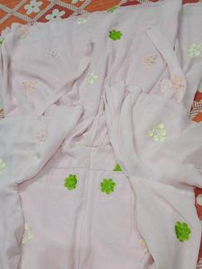 Pink Kurta with Floral Embroidery